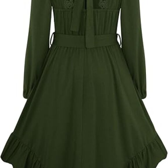 Girls Boho Long Sleeve Lace Backless Tie Dress - Picture 4 of 4